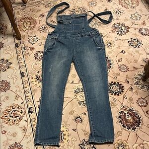 Free people skinny Blue Denim Overalls